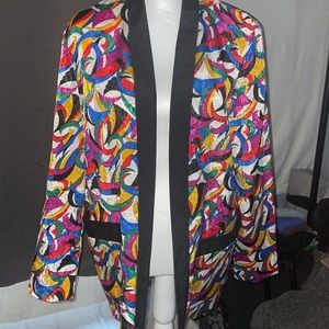 Vintage Lori of California multi colored swirl design Blazer. 100% polyester